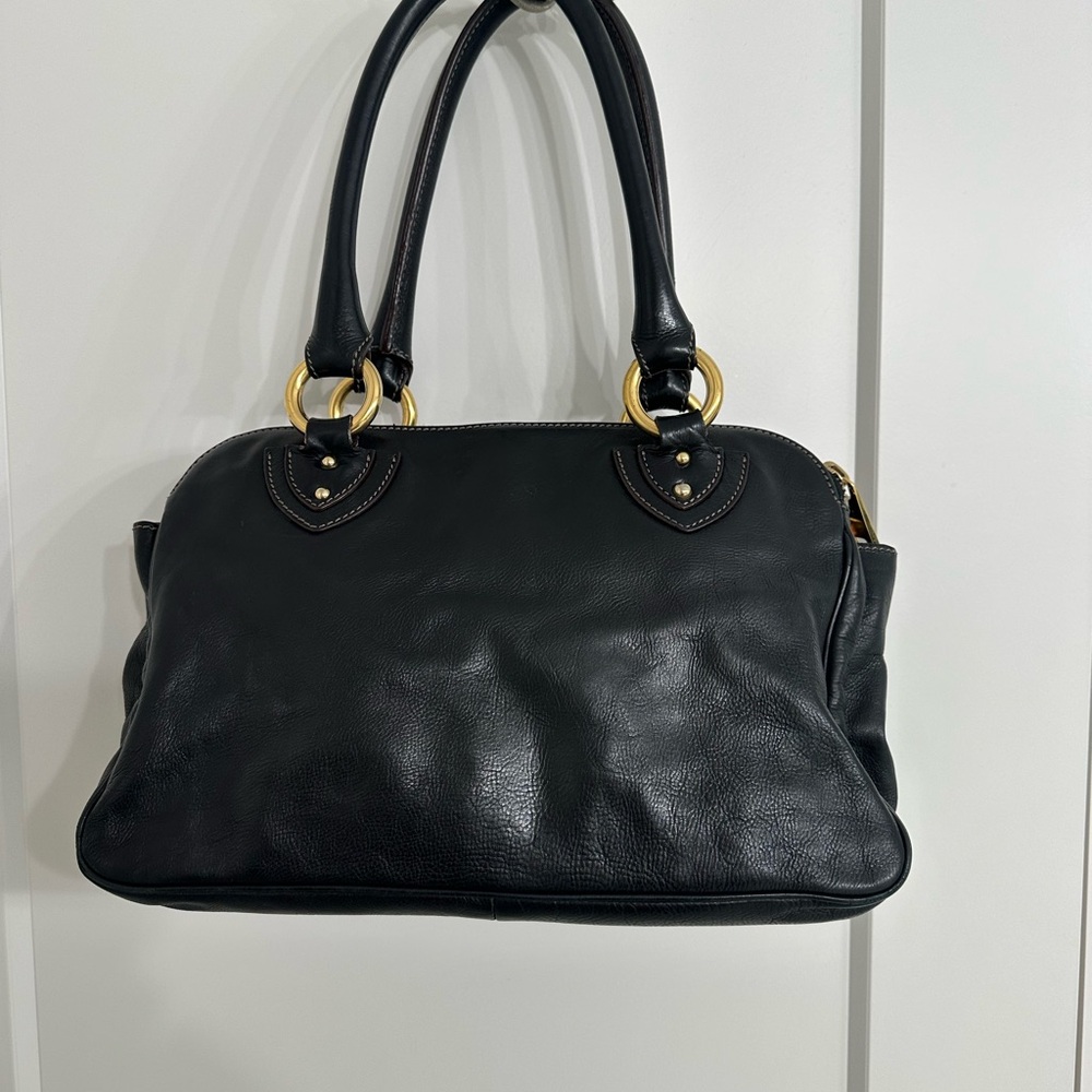 Marc Jacobs Black Leather Satchel with Gold Hardware and Leopard Charm - Picture 4 of 5